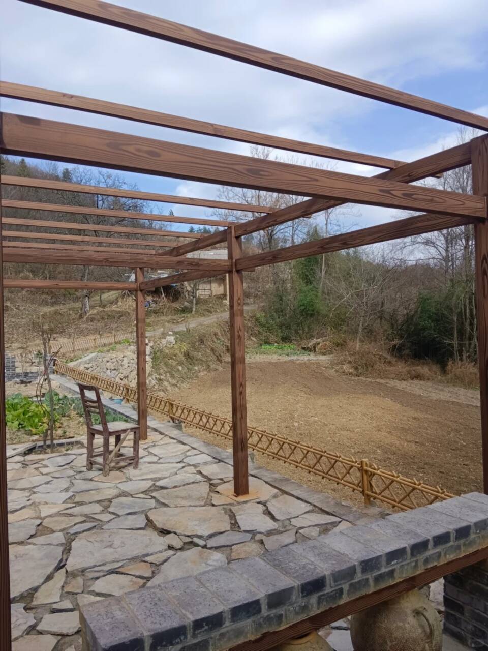 园林建筑木纹漆施工厂家#廊架长廊#凉亭花架#栈道护栏质量优选